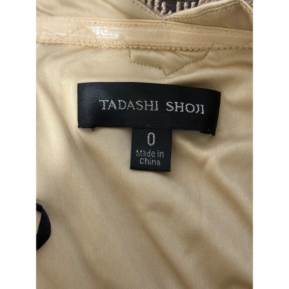 Tadashi Shoji Womens Gown Rose Gold Lace Floral Dress Full-Length Formal Size 0 - Picture 4 of 10